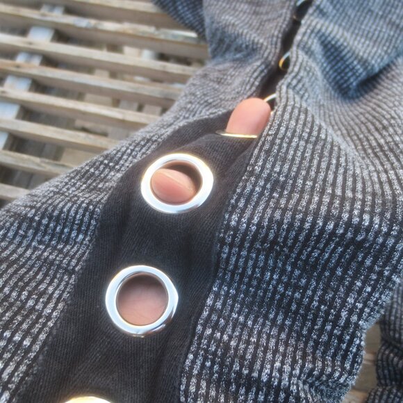 Rose Gal Gray Leggings Rock and Roll Styling with Grommet Rings - Large. - Picture 9 of 13